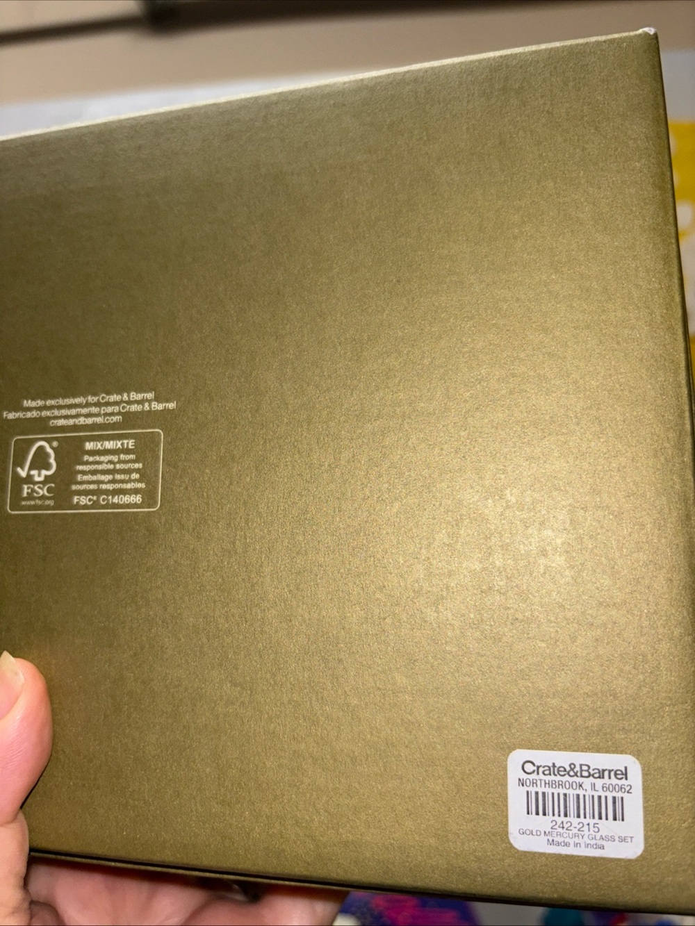 Crate&Barrel Gold Tone Mercury Glass Christmas Ornaments, Boxed Set of 6 - Picture 9 of 9